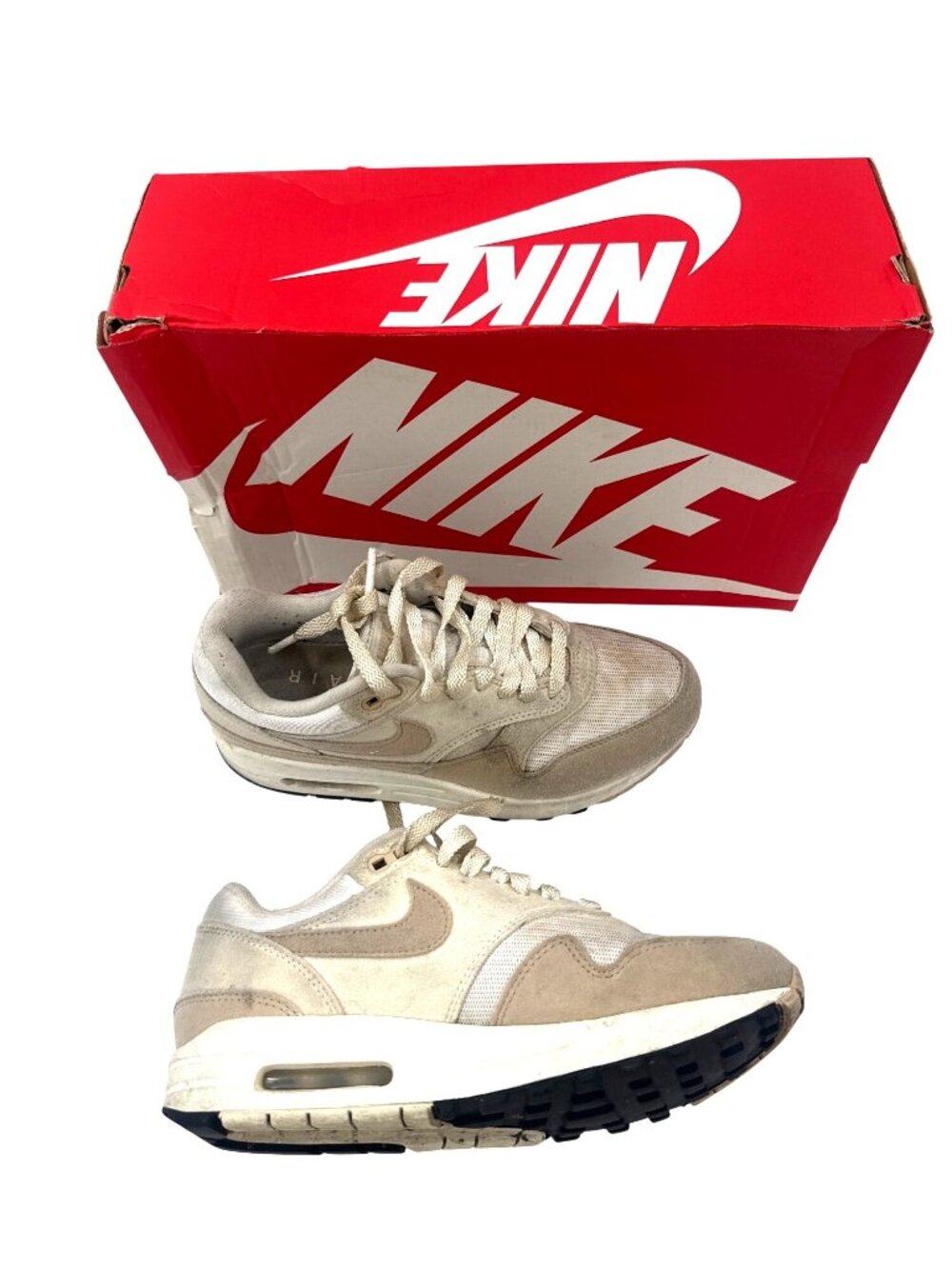 Nike Air Max 1 Womens Sneakers Pale Ivory Sanddrift White Size 6.5 With Box